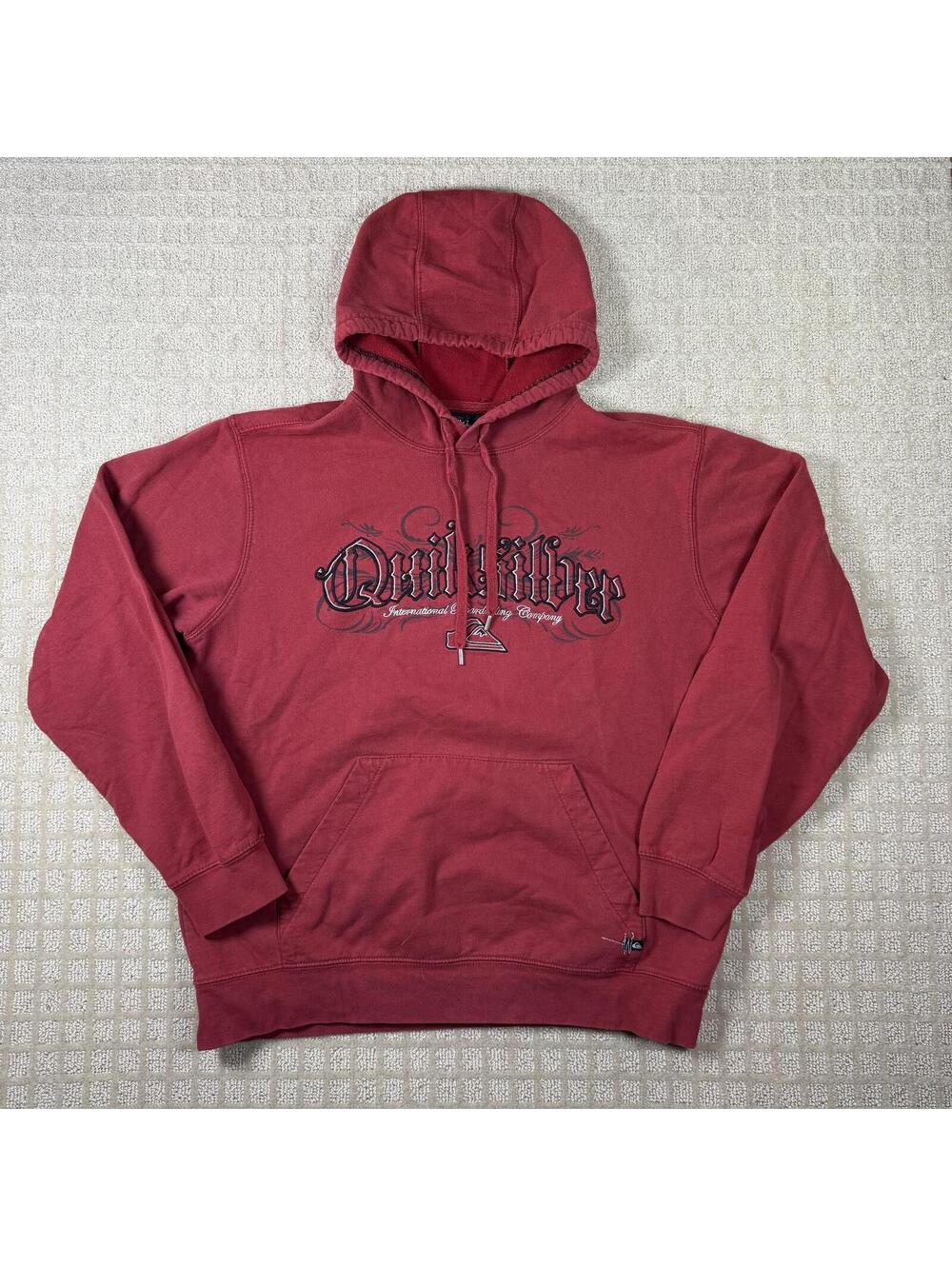 Y2K Quiksilver Spell Out Pullover Hoodie Medium
